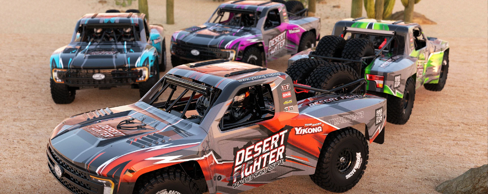 YK 1/7 4072v3 Rear Straight Bridge Desert Electric Short Truck Remote Control Car DF7 RC Remote Control Off-road Vehicle