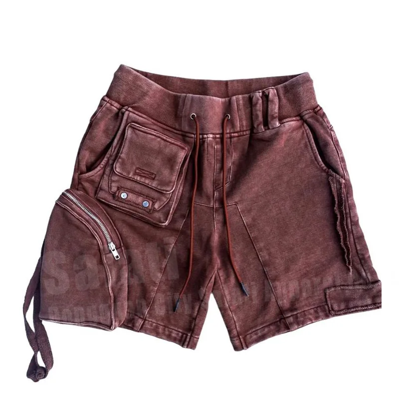 Custom Dtreetwear Sun Faded Stone Sweat Shorts De Hombr 100% Cotton Blank Vintage Distressed Acid Washed Cargo Shorts for Men