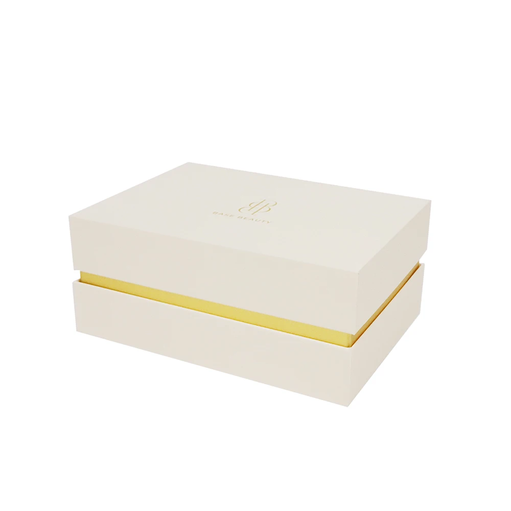 Custom Beige Gold Foil Stamping Logo Rigid Cardboard Removable Lid ...