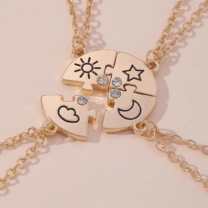 Trendy Sun Moon Star Cloud Charm Necklace for Best Friend