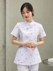 เสื้อแขนยาวลายกล้วยไม้ใบไม้อ่อนมีปกบางส่วน