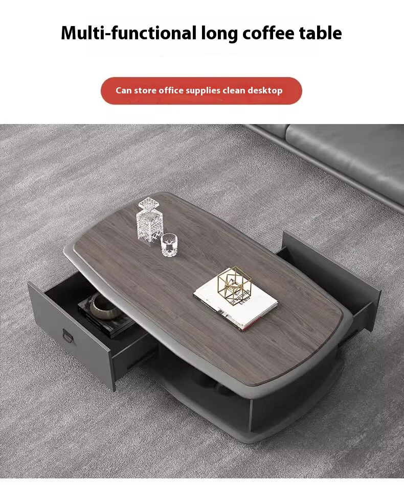 Modern Solid Wood Office Sofa and Coffee Table Combination for Commercial Use in Villa and Business Reception Rooms