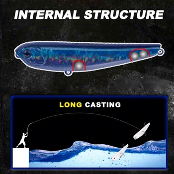 Best-selling Artificial Hard Bait Zigzag-Shaped Surface Lure for Long-Distance Casting VMC Hooks 80mm 85g Freshwater Fishing – Hard Lure – view 3