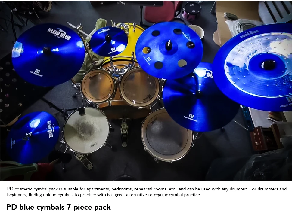 Professional 7-Piece PD Blue Cymbal Set for Drum Players