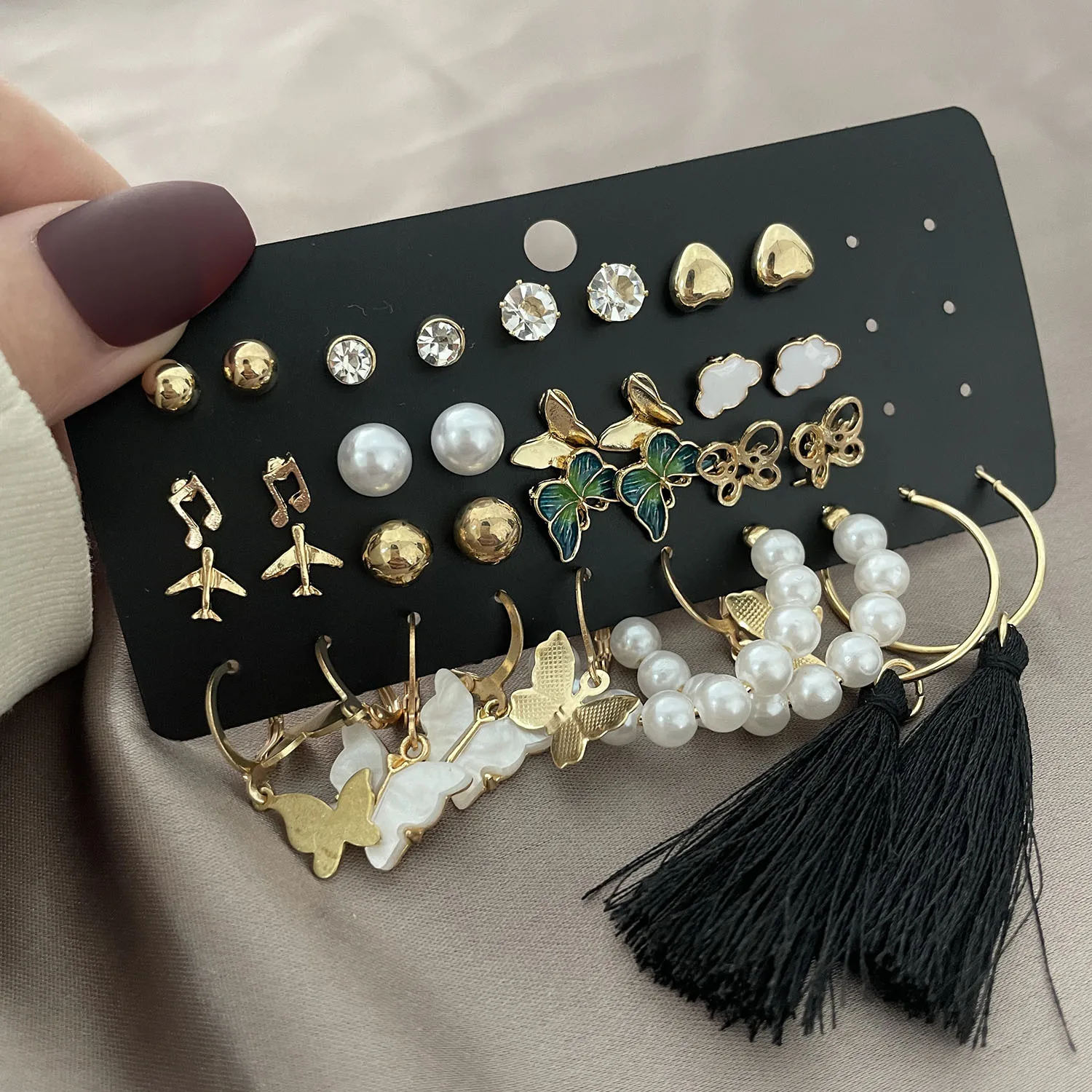 18K Gold-Plated Pearl Butterfly Earrings
