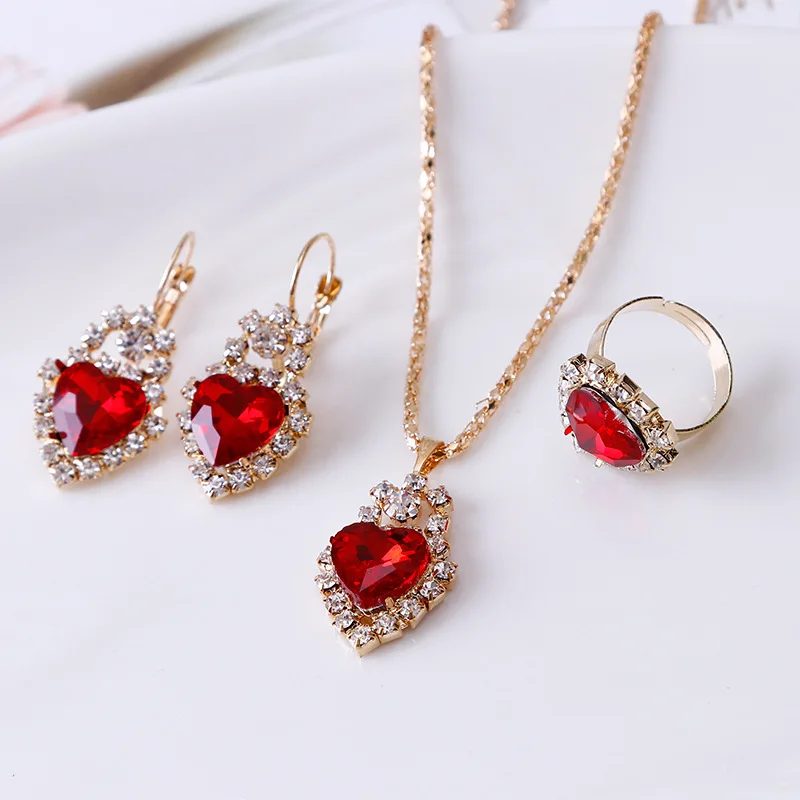 Set Jewelries Necklace Earring Ring Crystal collection fast fashion jewelry Vendor wholesale jewelry  for Wedding gift