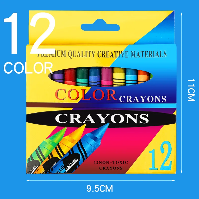 High Quality Nontoxic Bright Color Wax Crayon Set 6/8/12/24 Color Children Drawing Colorful