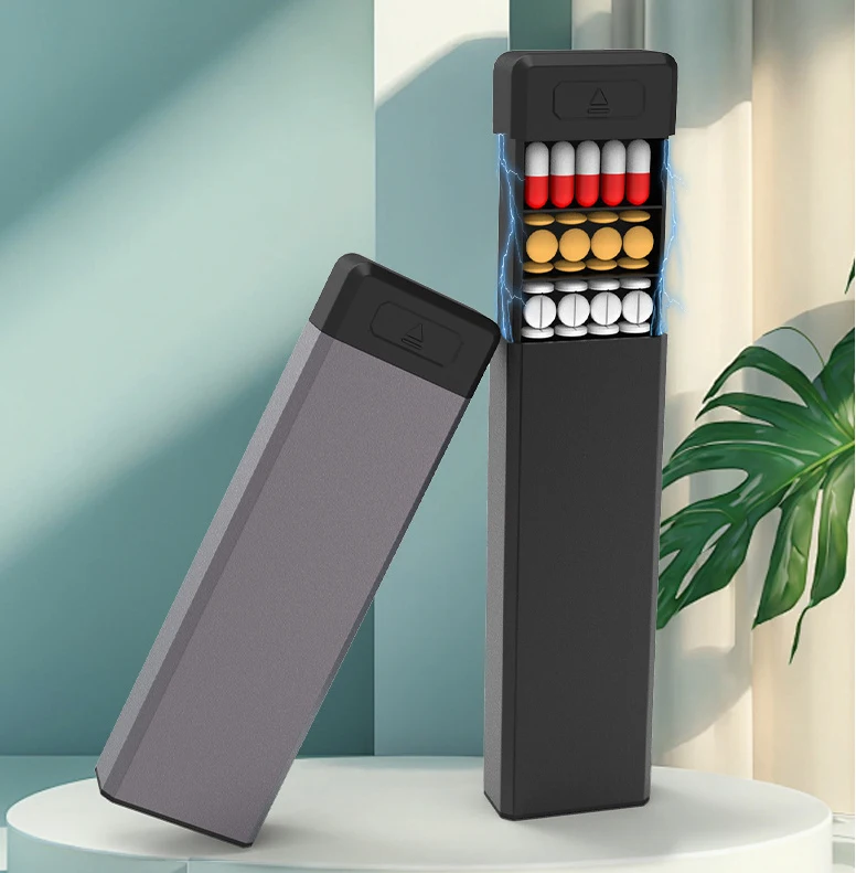 Портативный умный алюминиевый контейнер для таблеток, пищевой материал, 7-дневная коробка для таблеток, еженедельный органайзер для таблеток, дорожный