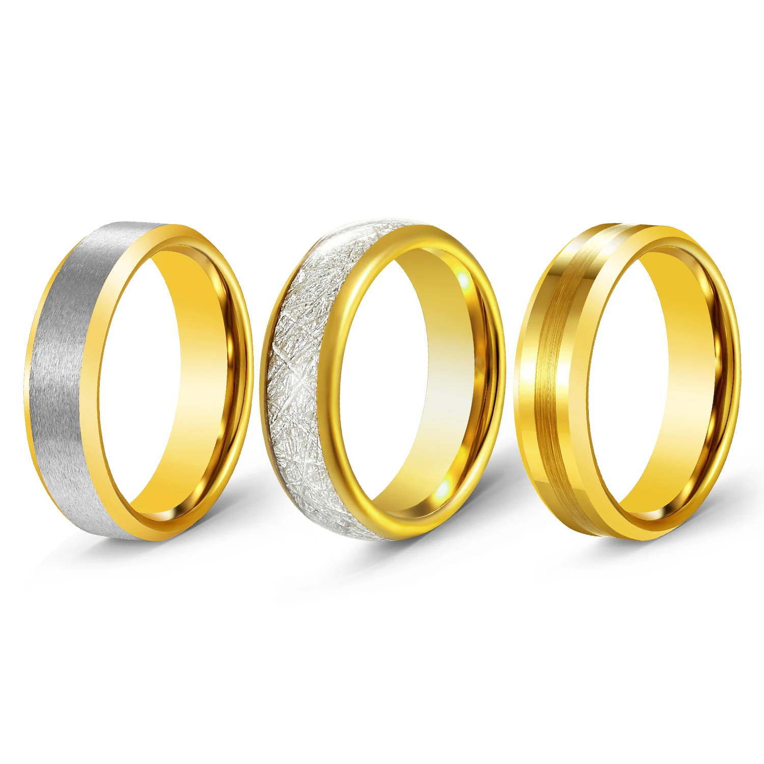 24K 18K Gold Ring Tungsten 6mm New Design Sliver and Gold Tungsten Ring Man