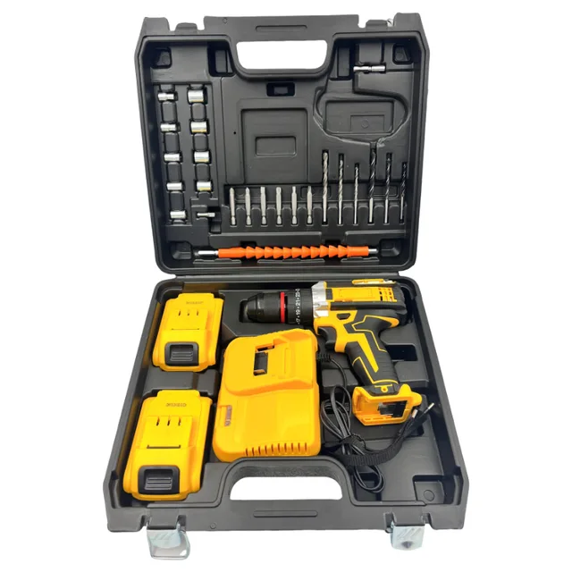 Popular 21V Cordless Battery Electric Drill Machine 13mm Brush Impact Drill Set Industrial Home DIY OEM Support 2800 RPM 2800
