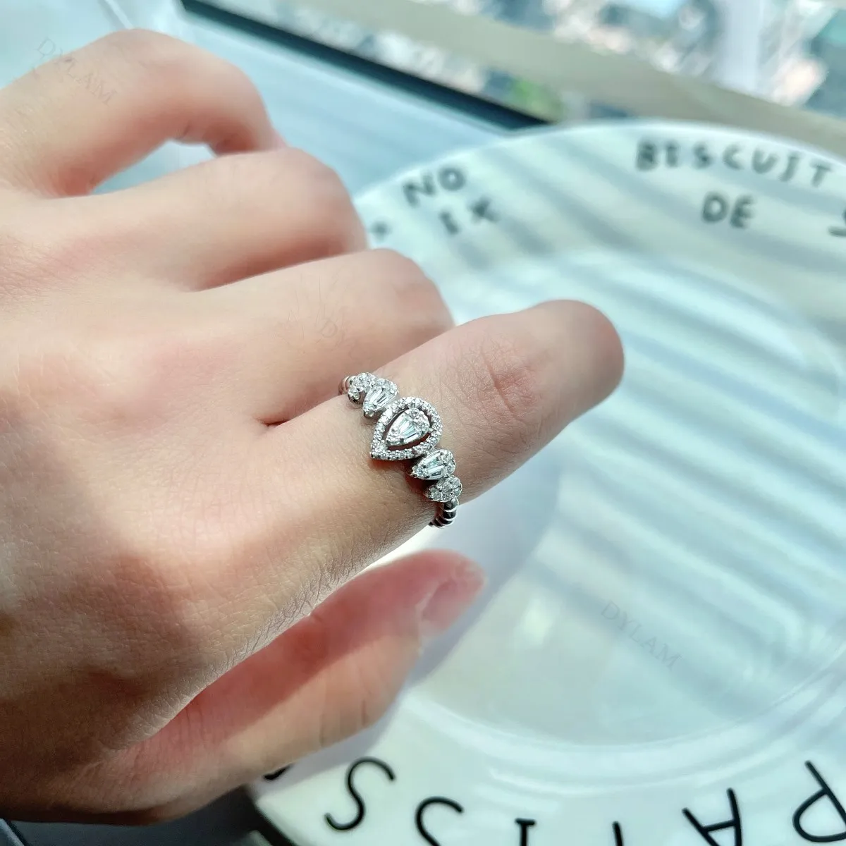 KAKODIY spot fast delivery authentic 925 sterling silver water drop zircon ring elegant teardrop ring detail 4