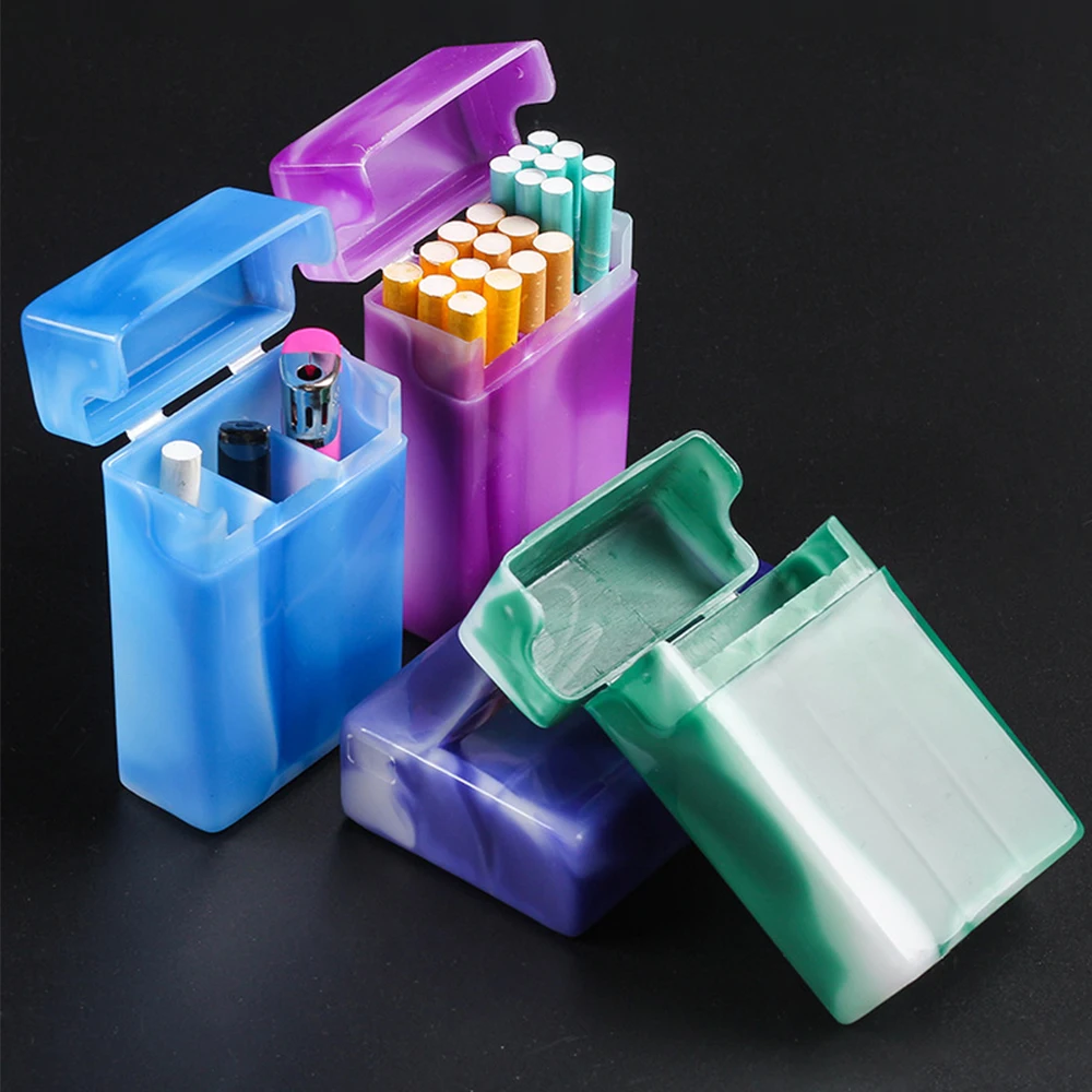 jade cigarette case Multifunctional Jade Pattern Divided Cigarette Case Plastic Lighter  Cigarette Box
