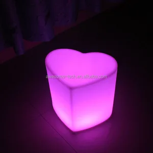 LED Luminous Heart Shaped Colourful Night Light Decoration bar Stool Table Lighting Outdoor Patio Illuminated Stool
