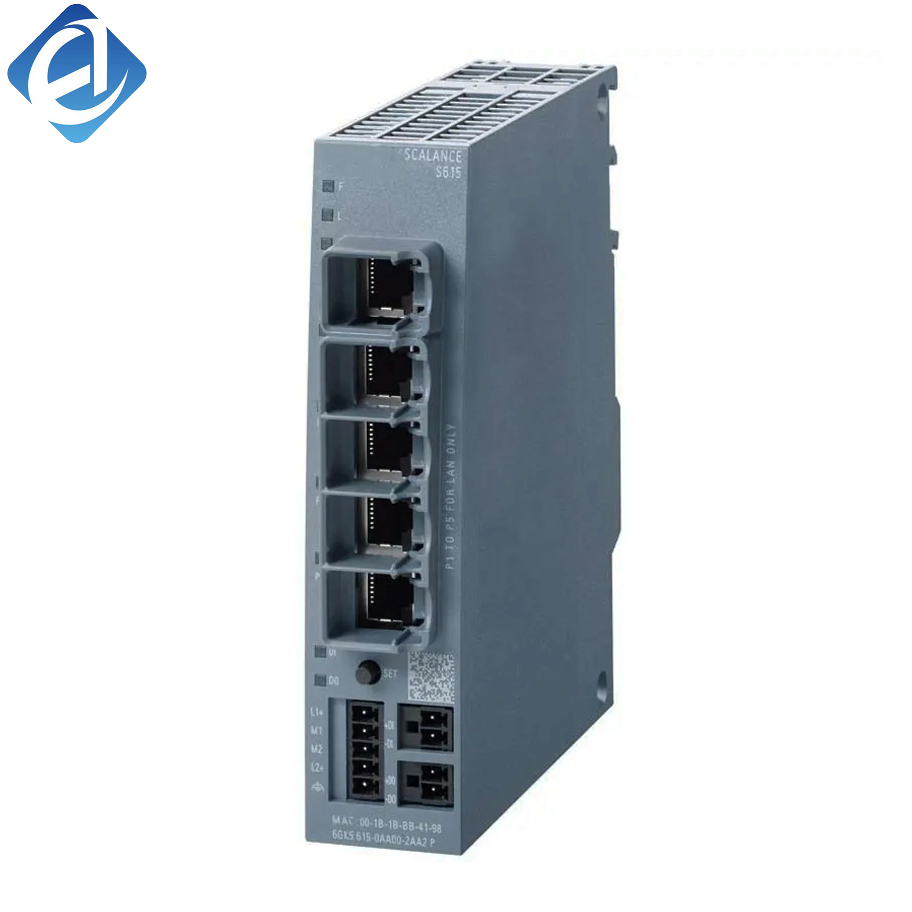 New Original 6GK5615-0AA00-2AA2 SCALANCE S615 industrial security router. Built-in VPN & firewall, supports NAT address conversion, 5-port Ethernet switch, stable anti-interference, applied to factory Ethernet safety isolation