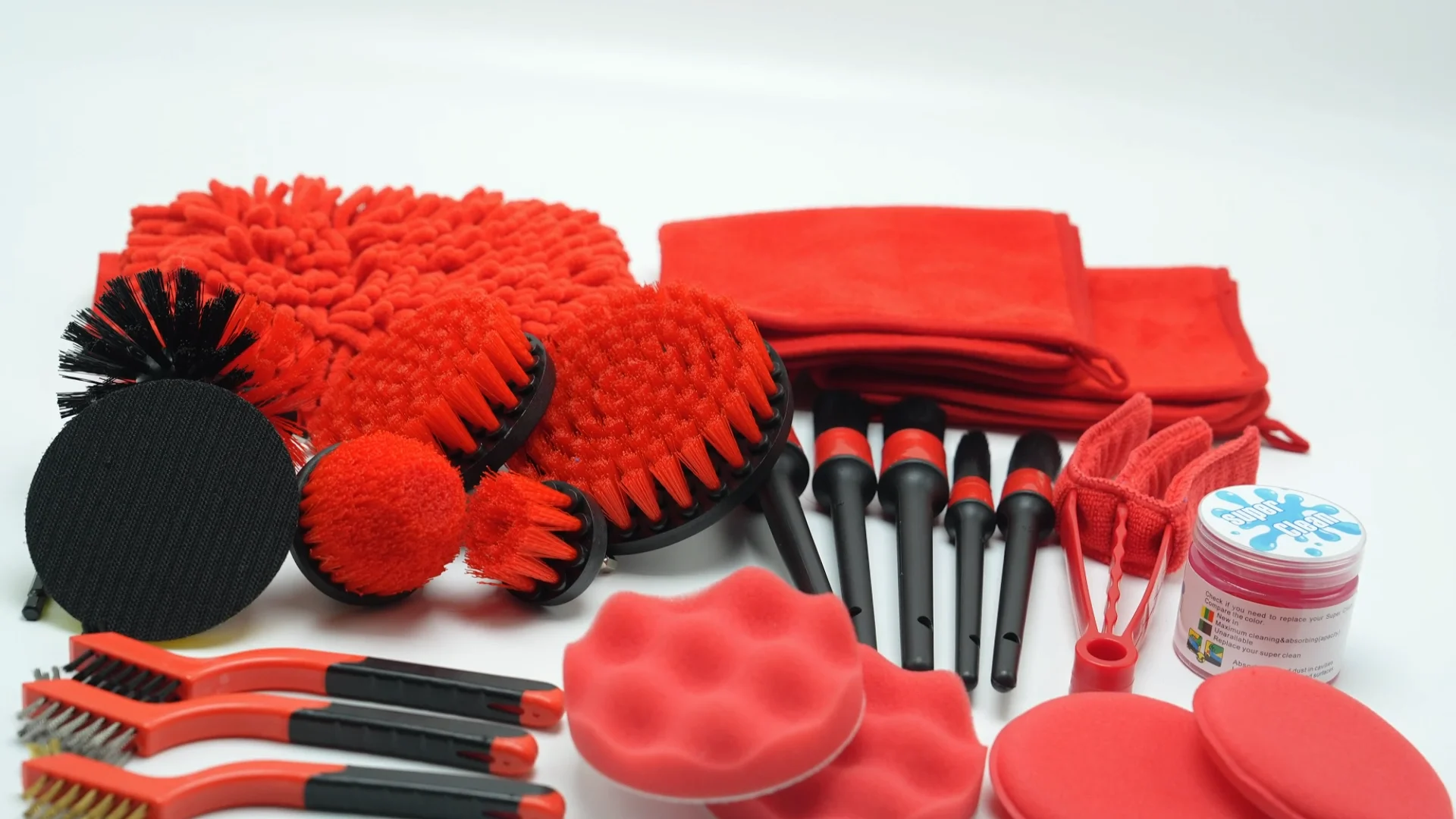 24 Pcs Car Detailing Brush Set Drill Soft Brushes Wash Kit With