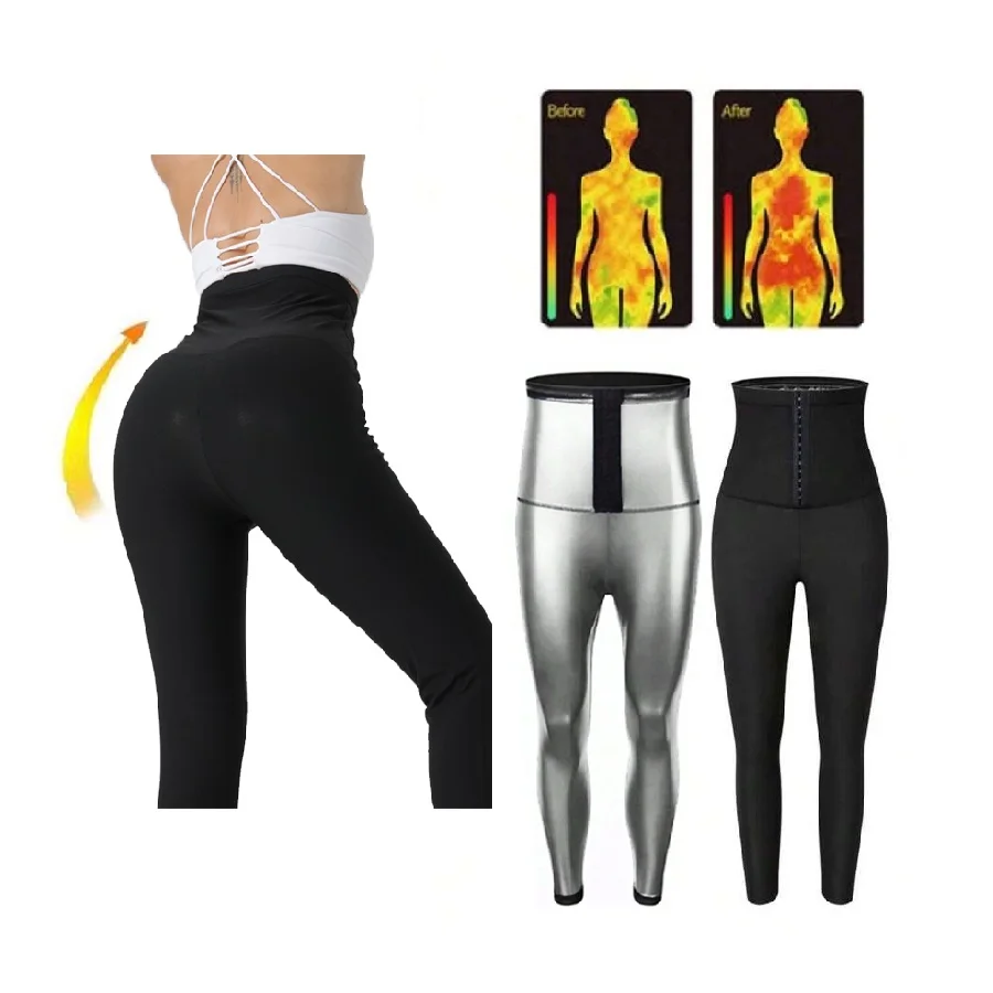 Sauna Sweat Shapewear Leggings Pants Boxing Workout Suit Waist Trainer Shaper Sweatsuit Exercise Fitness Gym Women