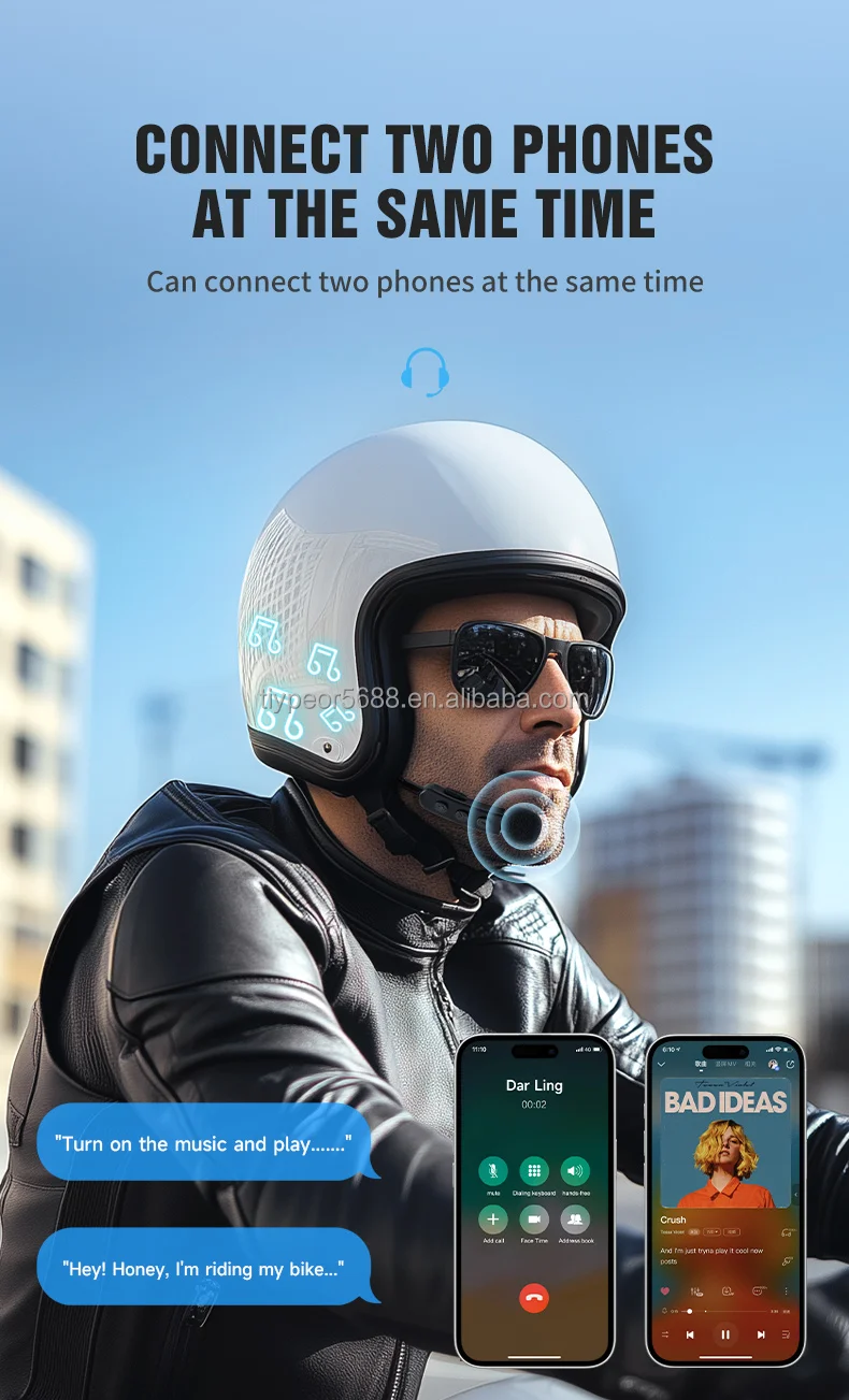 product tiypeor ipx6 motorcycle helmet headset new condition dc output current waterproof noise reduction helmet wireless headset-5