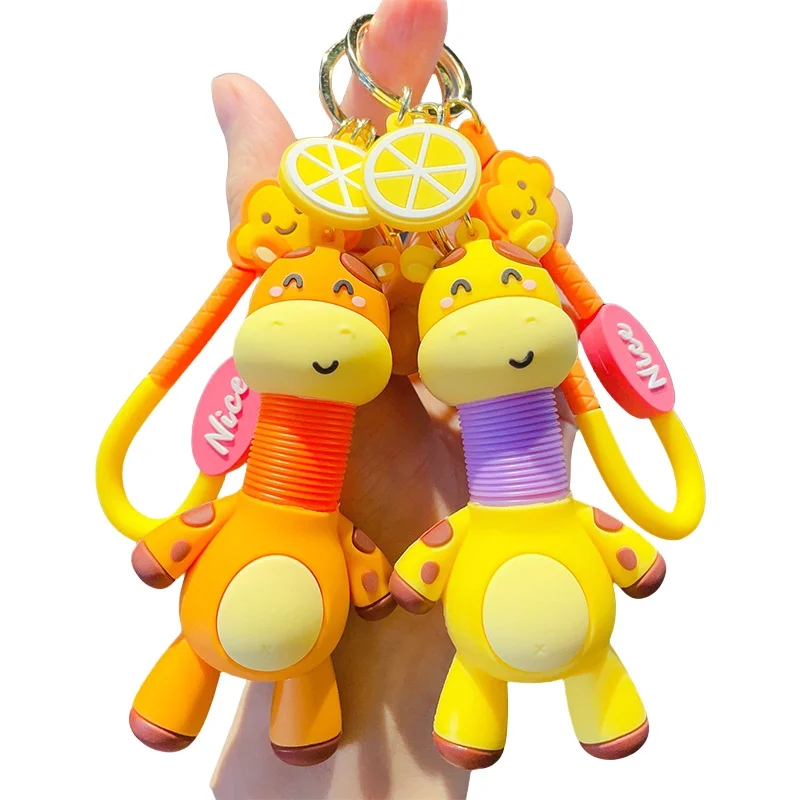 Fuqimanman2020 Cute Animal Wacky Keychain - Elephant Giraffe Lion Key Ring With Wrist Strap