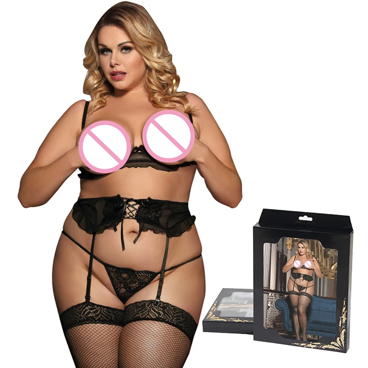 Exquisite Package Box Custom Floral Lace Hollow Plus Size Bra and Brief Panties Sexy Women Lingerie Sets