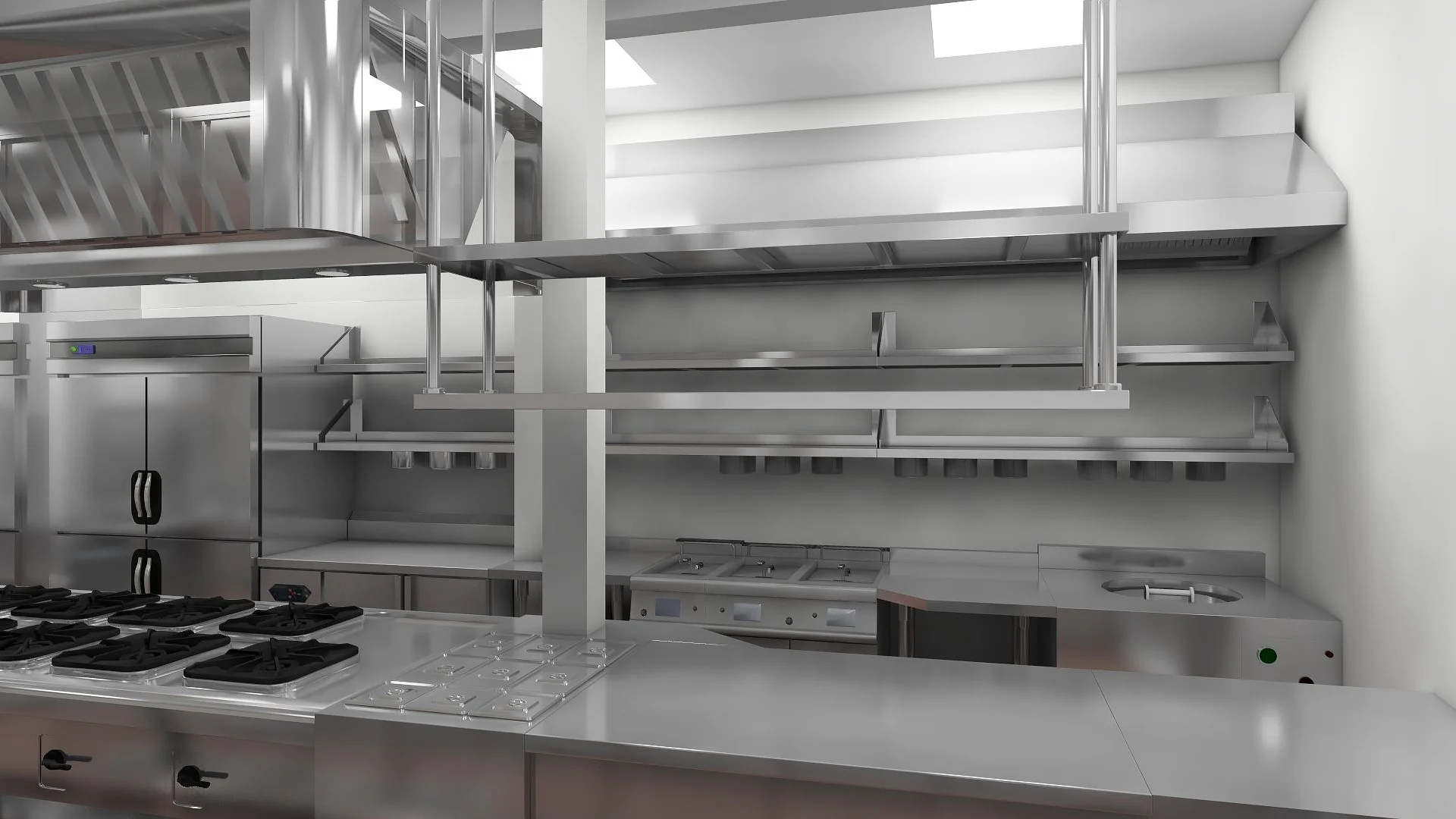 Indian Restaurant 3D Rendering and VR Design for Commercial Kitchen Design with Whole Set of Kitchen Equipment