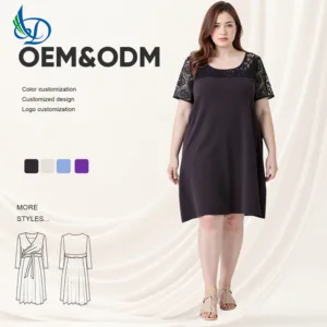 Women's Bohemian Embroidered Lace Dress Summer Casual Plus Size