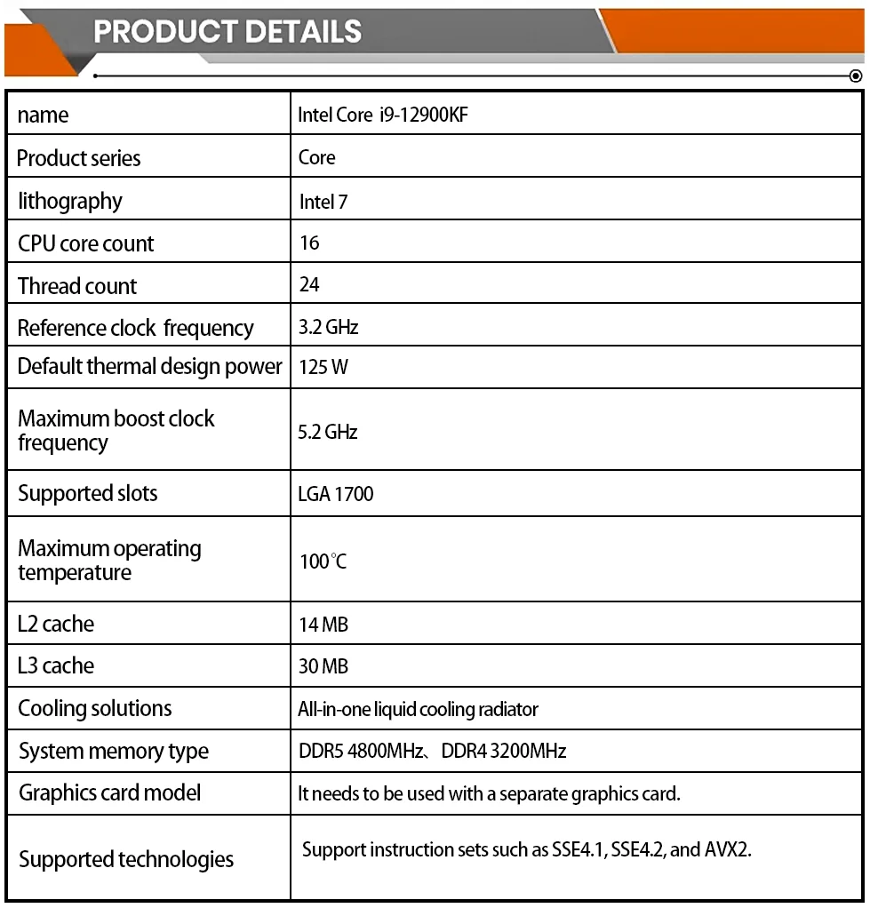 Intel Core I9-12900kf CPU - High-Performance Desktop Processor