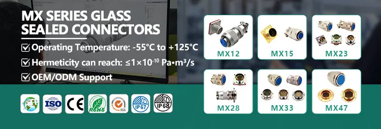 8 Pin High Temperature Resistant Hermetic Vacuum Connector Glass Sealing Aviation Connector