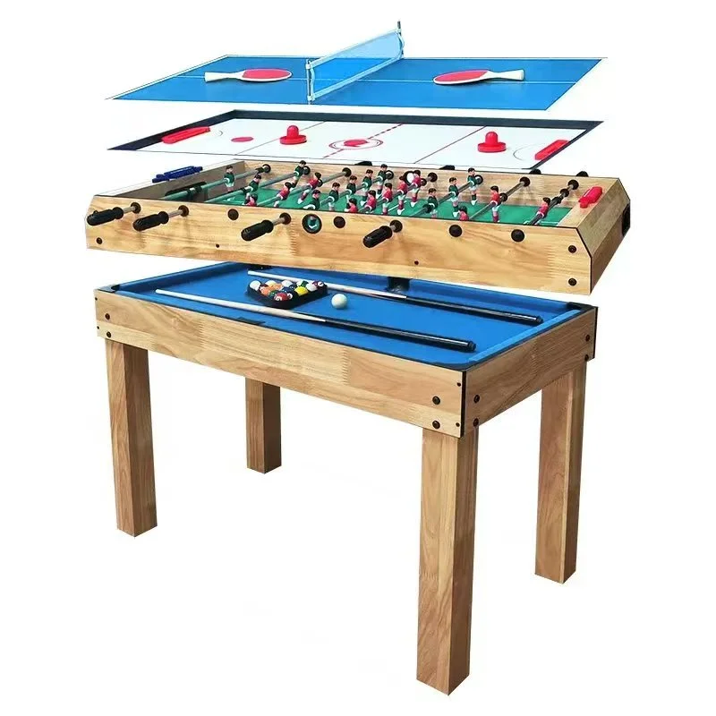 HOMCOM 4-in-1 Multispeltafel Tafelvoetbal Speltafel Biljart Tafeltennis Hockeytafel Hockey~0v4nqck51bg01
