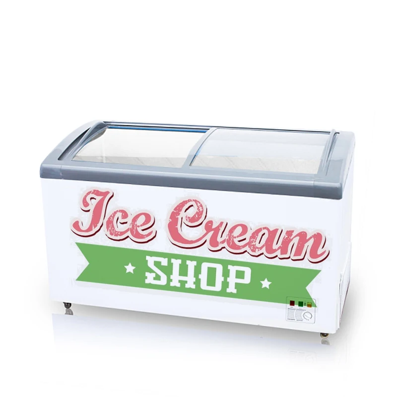 Small Double-Temperature Display Freezer Deep Ice Cream Showcase for Supermarket and Shop Use