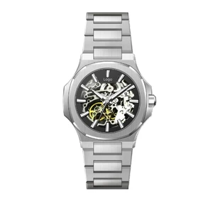 OEM Custom Logo Luxury Business Men Automatic Wristwatches Transparent Mechanical Watches Hollow Out Waterproof Watch Unisex