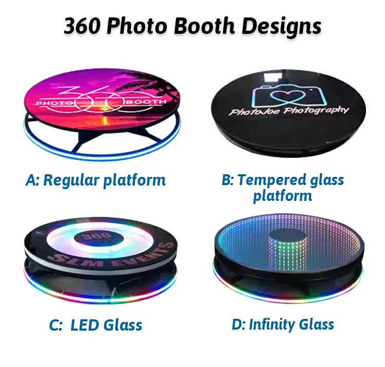 INFINITY 360 Photo Booth Tempered Glass LED, Automatic 360 Platform
