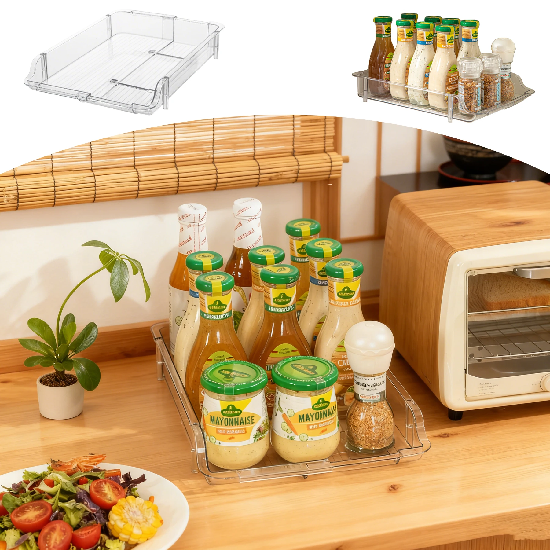 Stackable BPA-Free Clear Plastic Food Containers & Drawer Organizers for Refrigerator Freezer Pantry Storage