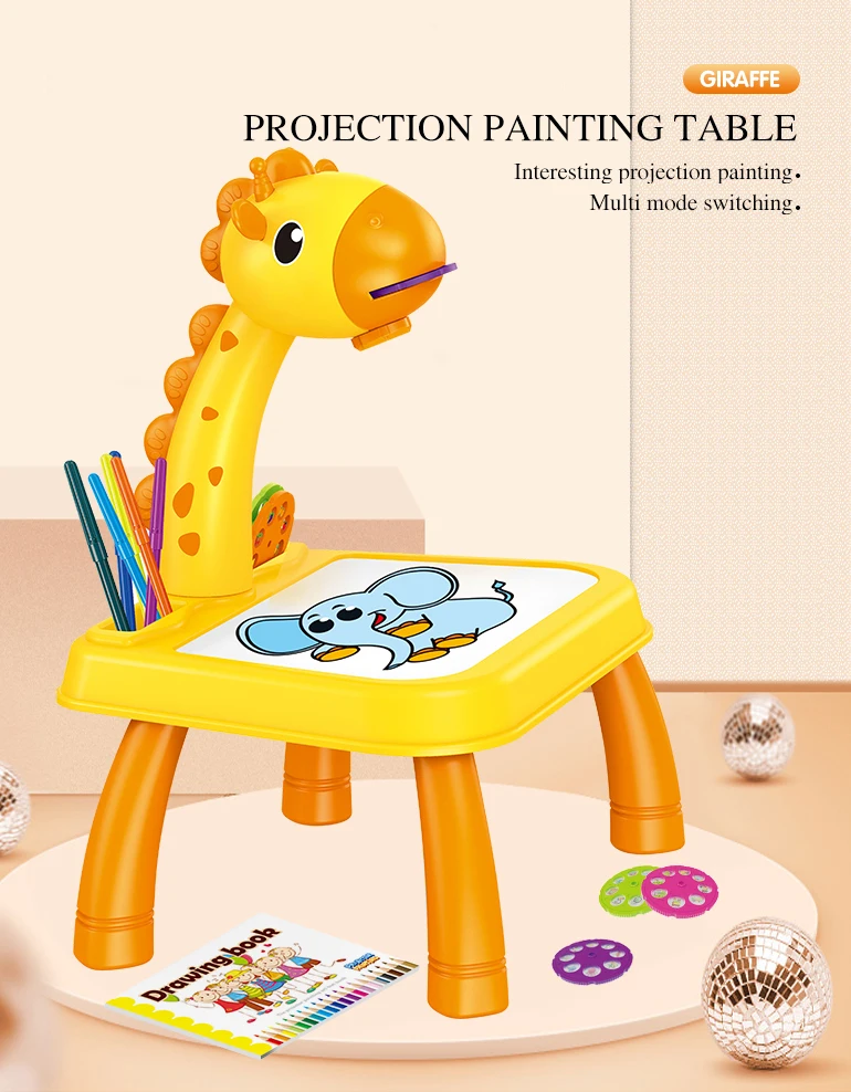 New children educational learning painting drawing board intelligent musical kids projection painting table