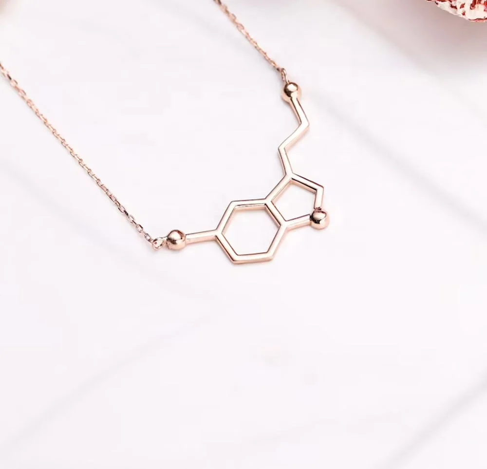 Collana Molecola Serotonina / Dopamina in Argento 925 Rodiato – Aka Gioielli