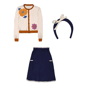 New Custom Skirt Cotton Thin Brother Sister Matching Clothes Girls Sweater Tops Sweater /cardigan Set Skirt Suit