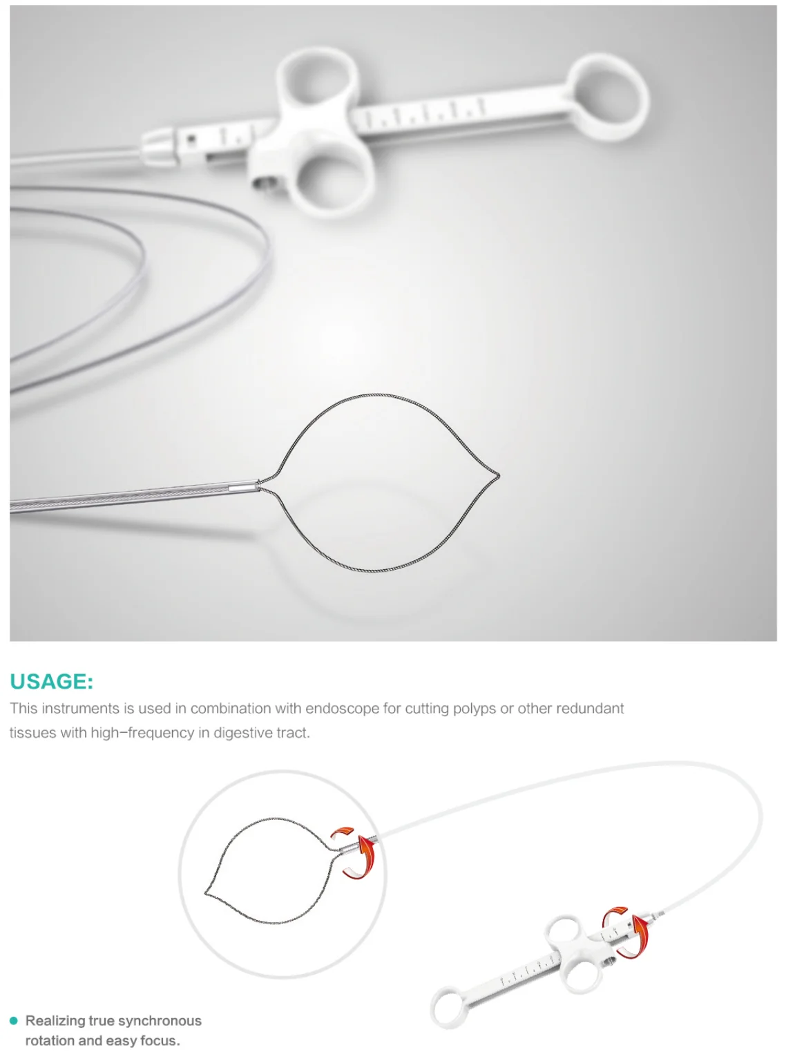 Endoscopic Disposable Electric Polypectomy Snare Single Use Hexagonal ...