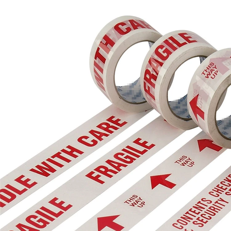 BOPP Custom Shipping Boxes with logo Packaging Packing Red Fragile Marking Sealing Packing Tape