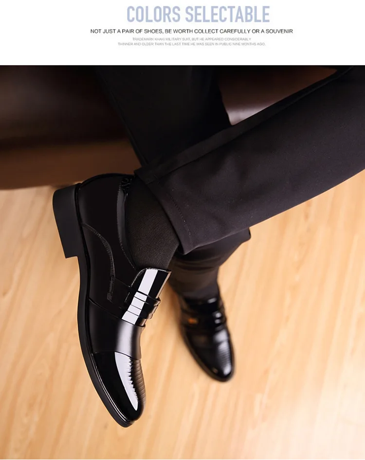 Size 37-48 British Men's Business Suit Leather Shoes Fashion Classic Single Wedding Meeting Leather Shoes