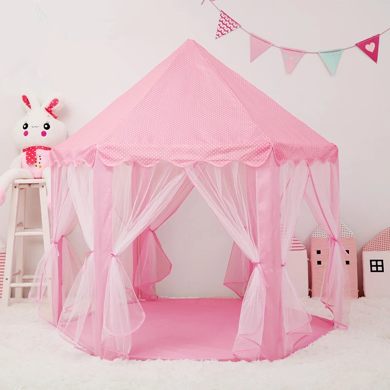 Детская игровая палатка, ПВХ замок, замок шестигранный, портативный складной, для принцесс, Игровая палатка для чтения