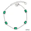 Green zirconium silver bracelet b921