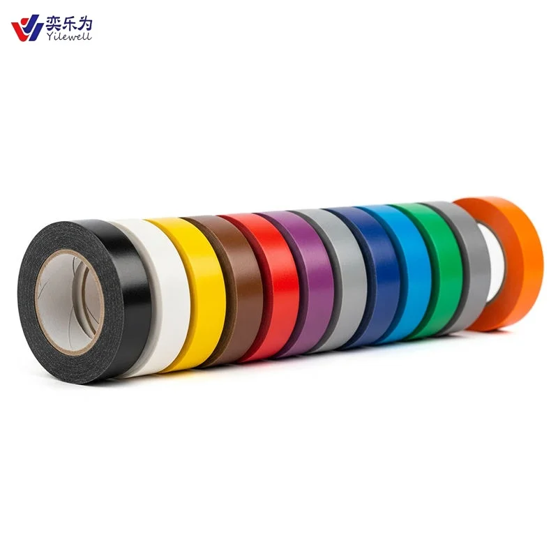 YLW Fire Resistant Acrylic Pressure Sensitive PVC Single Sided Waterproof Insulating Tape Industrial Black 12mm 20m Carton