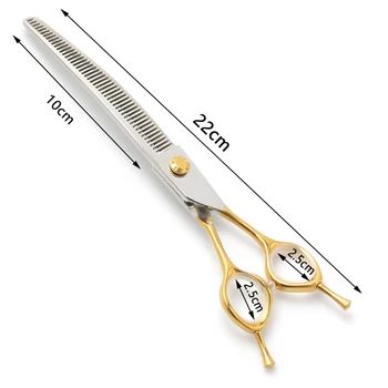 8-Inch Gold Coated Stainless Steel Pet Beauty Scissors Japan 440C Thinned Curved down Dog Grooming Scissors Cleaning Feature