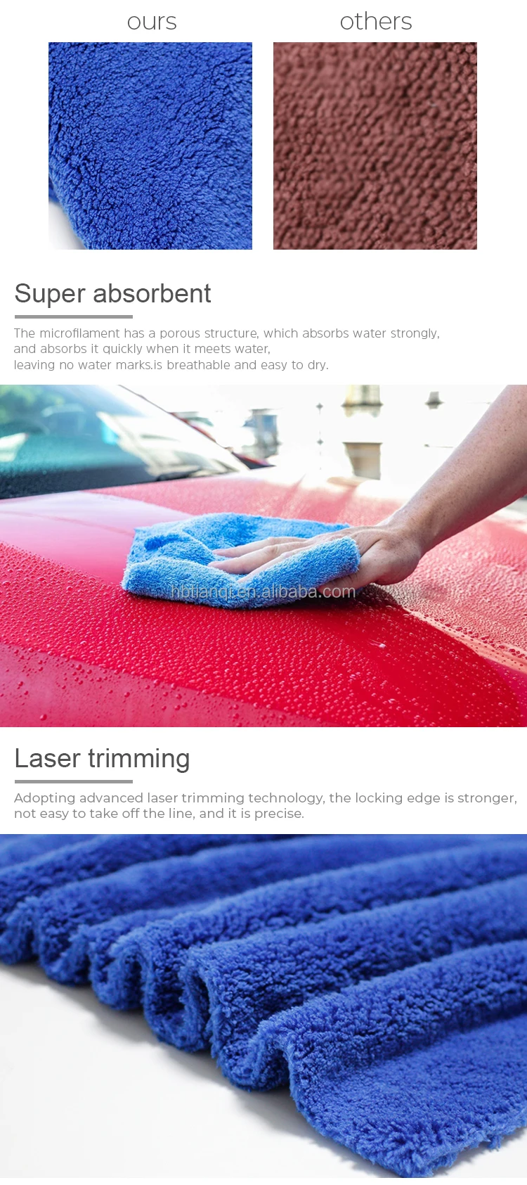 Car Microfiber Towel Edgeless Ultra Thick Edgeless Microfiber Car