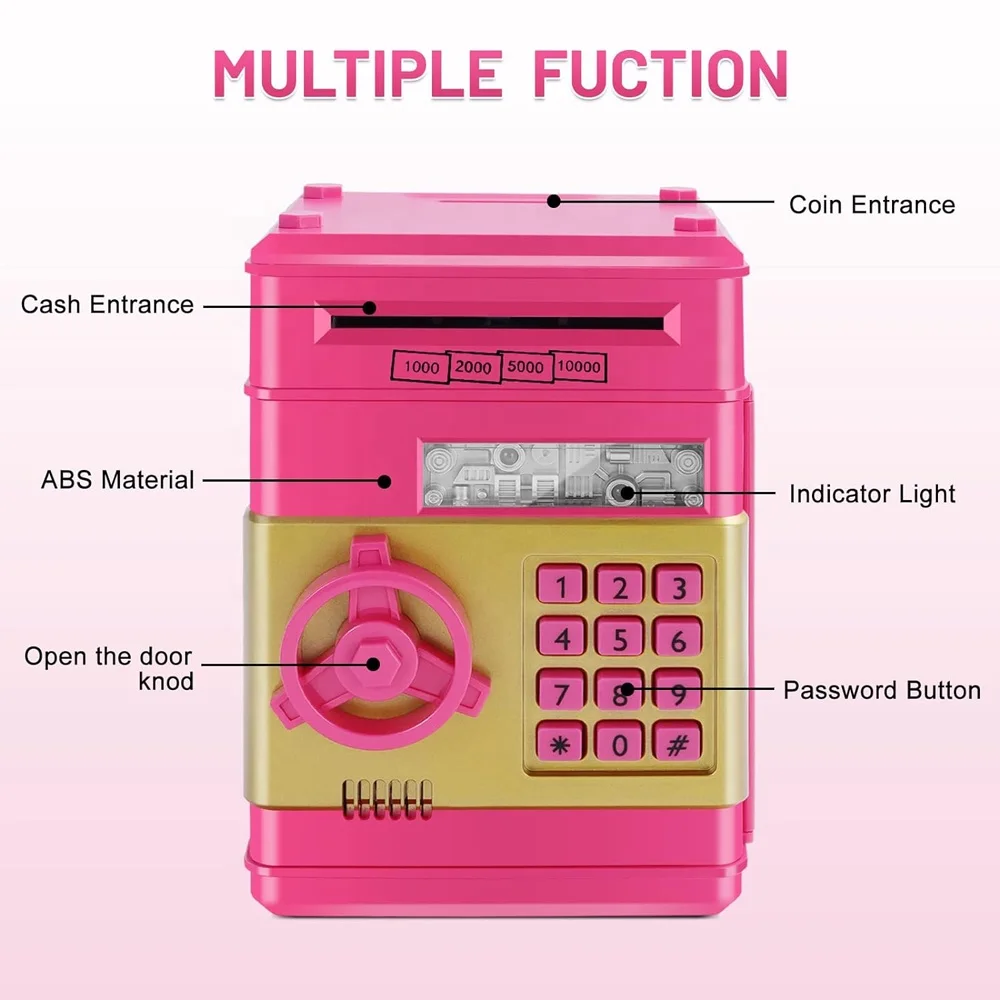 Kids Safe Password Unlock Piggy Bank Toy Digital Electronic Money Bank ATM  Cash Coin Saving Box Auto Scroll Paper Money Box Toys
