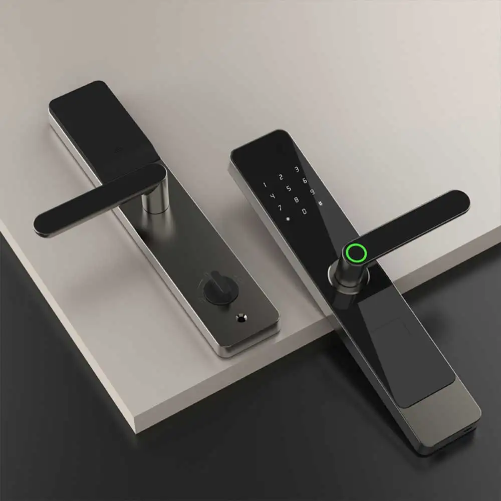 Minimalistyczny inteligentny zamek bezkluczykowy z możliwością zdalnego sterowania przez aplikację WiFi, automatycznym zamykaniem drzwi oraz wykonany z aluminium – Kaisstar