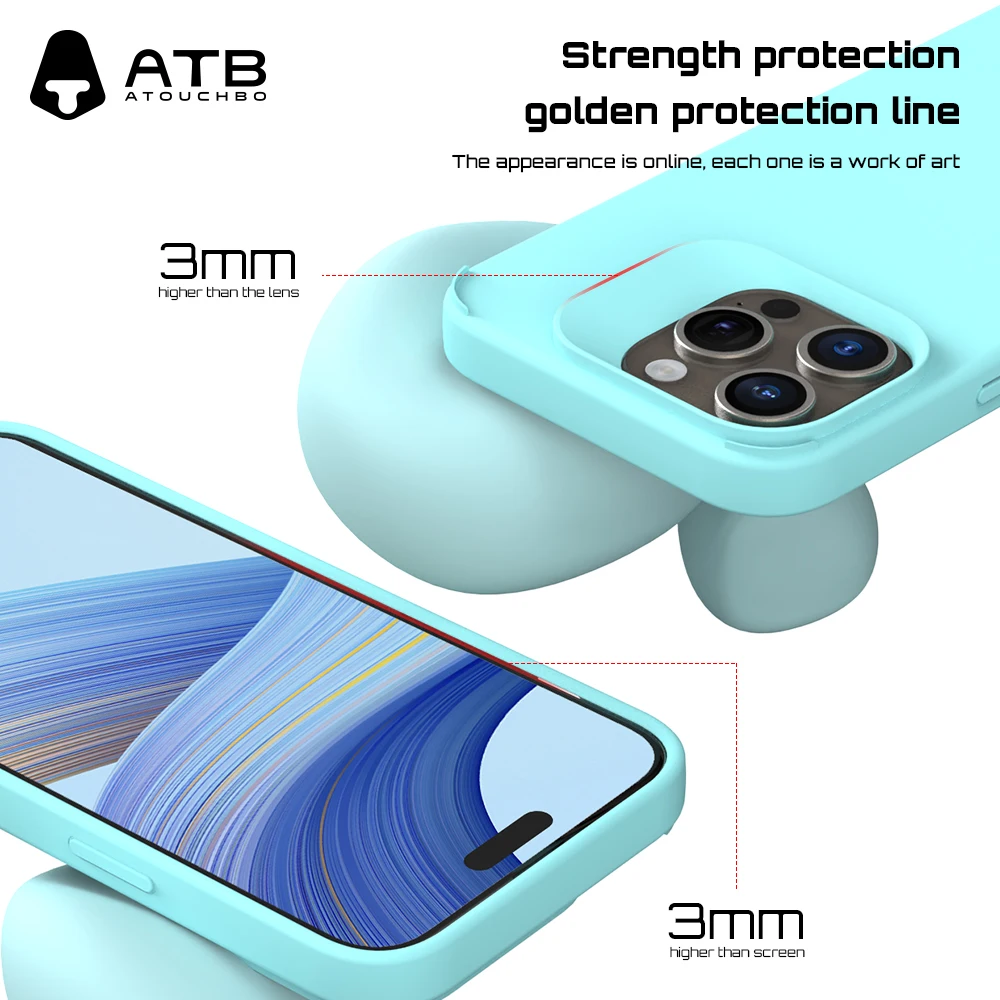 ATB for IPhone Silicone Phone Case Liquid Silicone Soft TPU Phone Case Colorful Phone Cover for iPhone 15 Pro Max Case