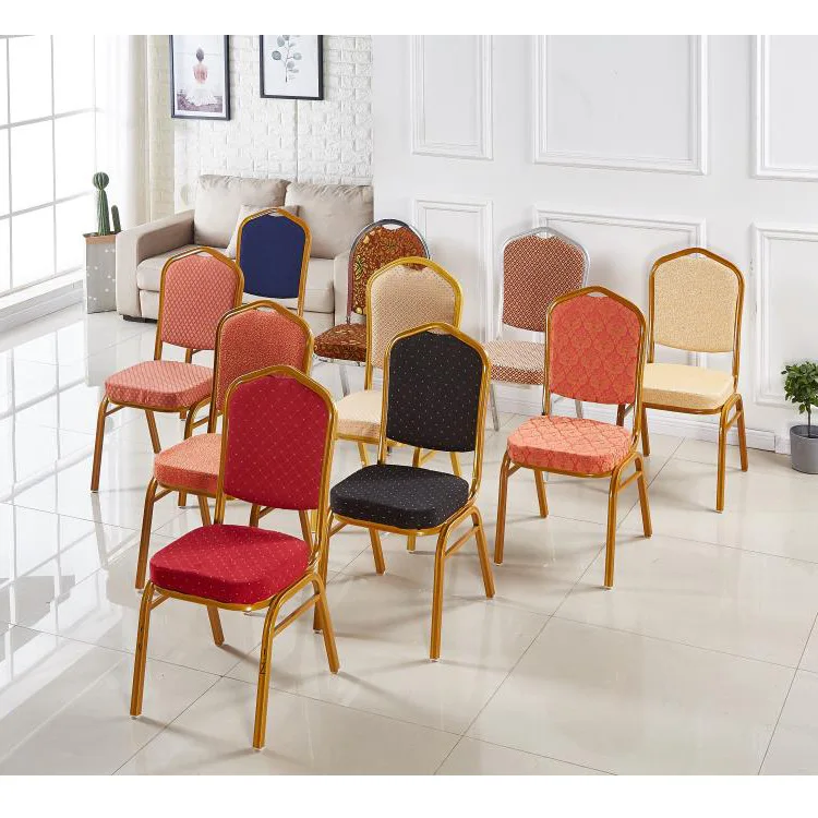 Stacking Red Banquet Hall Furniture Wedding Gold Legs Fabric Soft