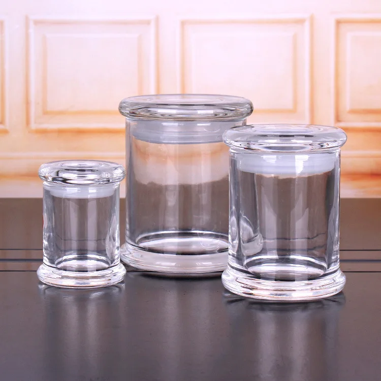 Hot Sale 70ml 210ml 370ml Clear Glass Candle Cup Empty Glass Candle Jar With Glass Lid Buy