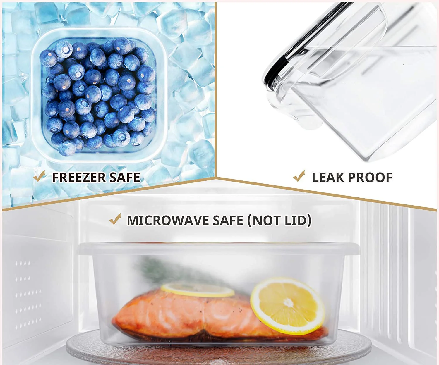 16 Pack set kitchen Microwave Refrigerator Plastic Easy Snap Lids Food Storage Container