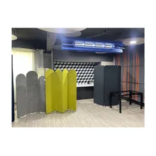 Solid and Durable Natural Oak Acoustic Slat Wood Wall Panels Stand Alone Office Fabric Sound-Absorbing Partition Screen